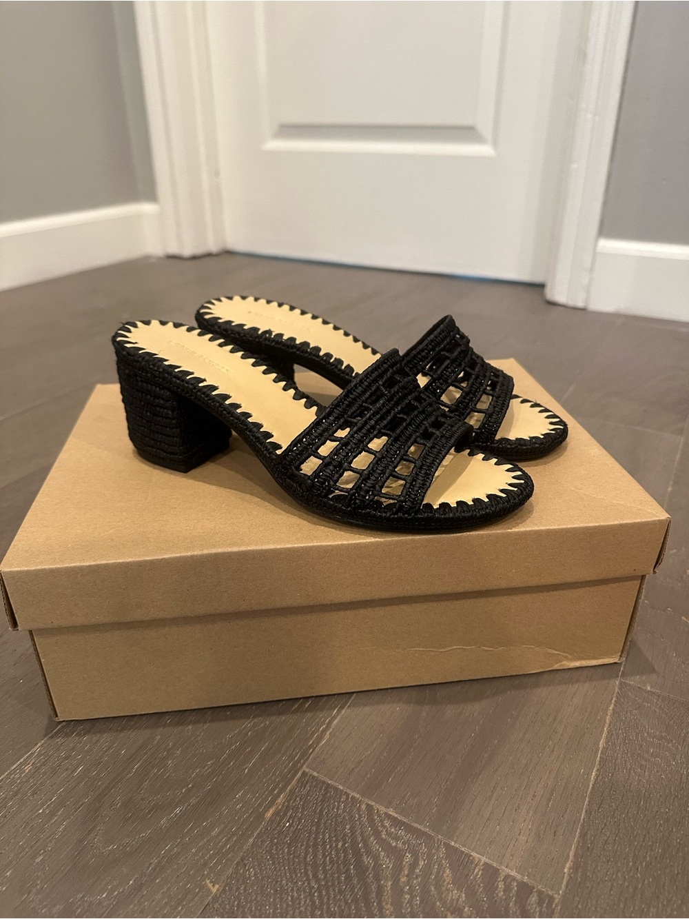 Carrie Forbes Alana Raffia Heeled Sandals | size 38/7.5